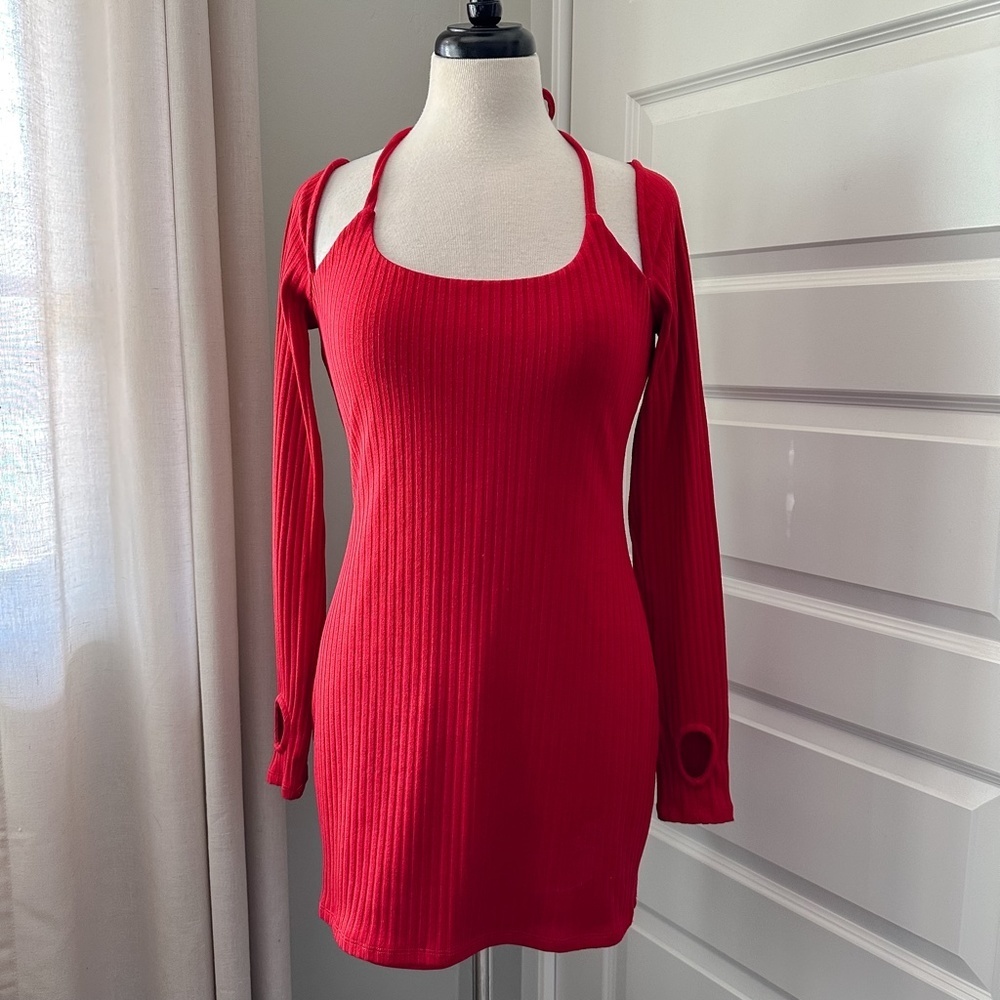 h:ours Julie Ribbed Mini Dress : Medium - Picture 4 of 8